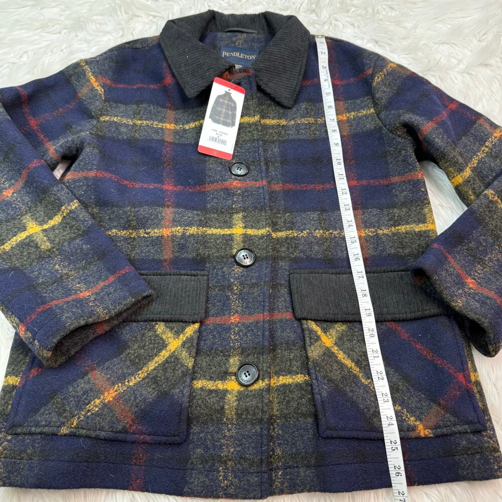 Pendleton Women's Wool Blend Barn Coat Royal Blue Plaid Size M NWT Classic Cozy - Picture 3 of 10